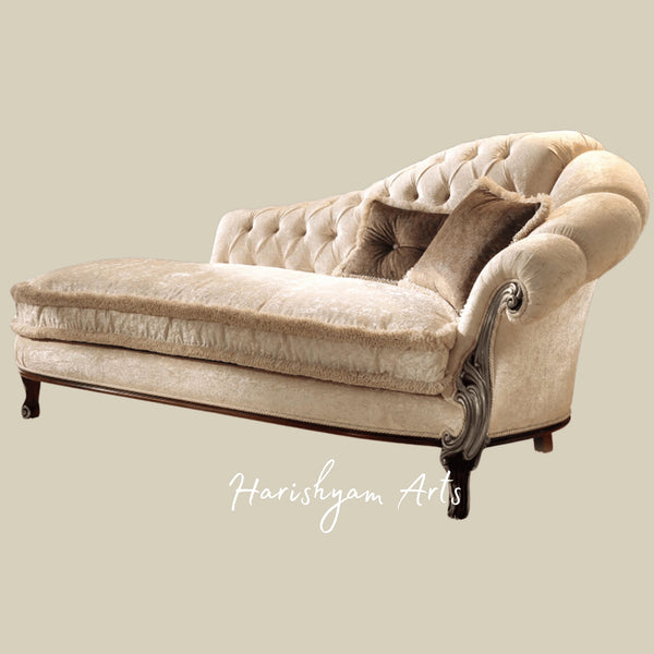 Regal Charm Upholstered Chaise Sofa with Timeless Royal Appeal