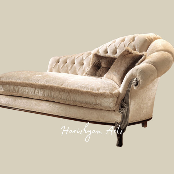 Regal Charm Upholstered Chaise Sofa with Timeless Royal Appeal