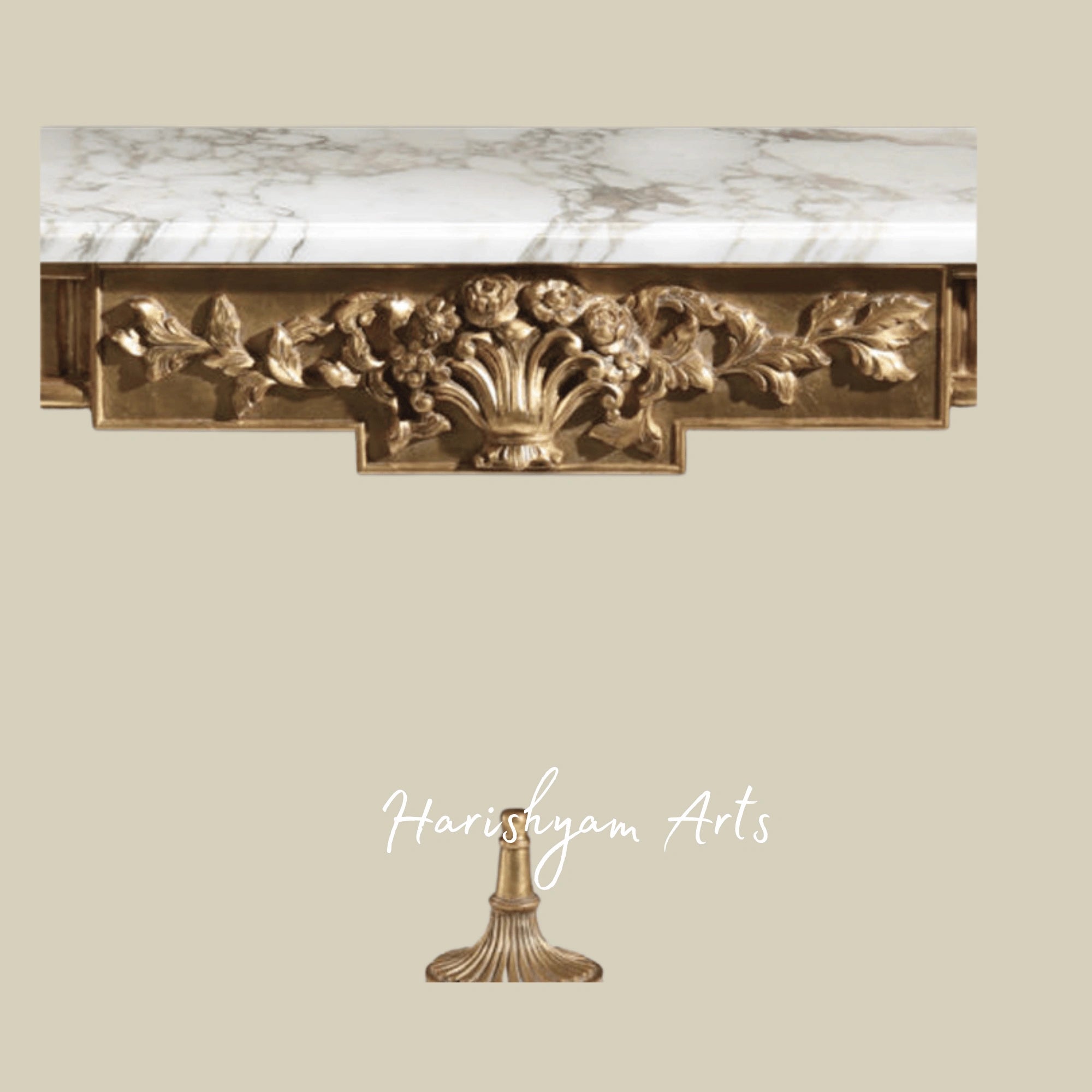 Regal Gold Console Table with White Marble Top5