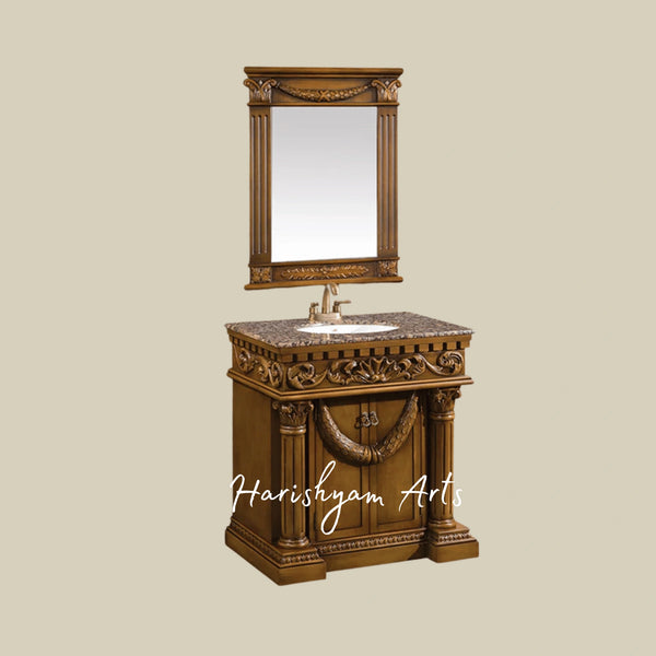 Regal Roman Column Wooden Bathroom Vanity with Mirror