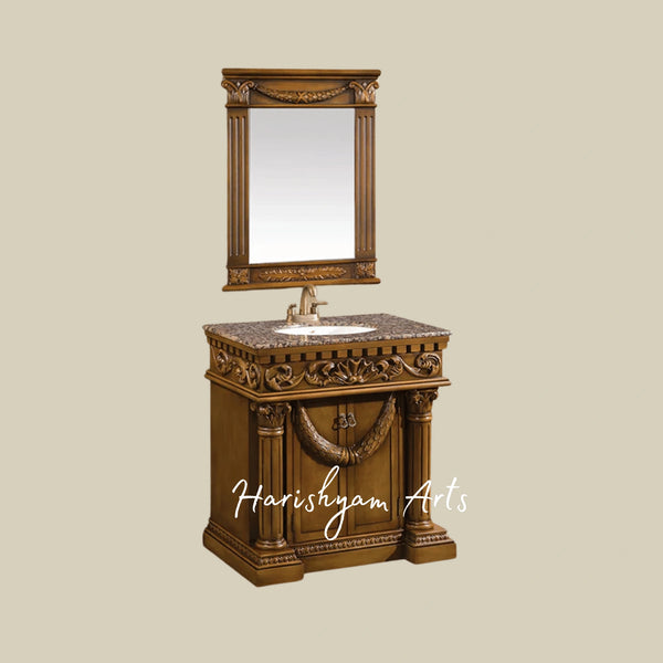 Regal Roman Column Wooden Bathroom Vanity with Mirror