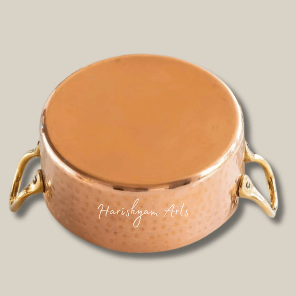 Round Hammered Copper Dish with Tin Coating for Premium Tableware