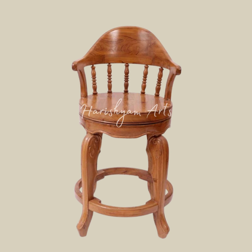 Round Wooden Royal Long Bar Chair