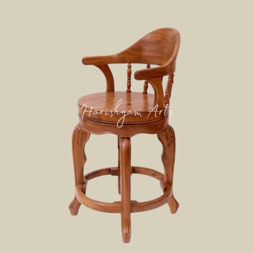 Round Wooden Royal Long Bar Chair