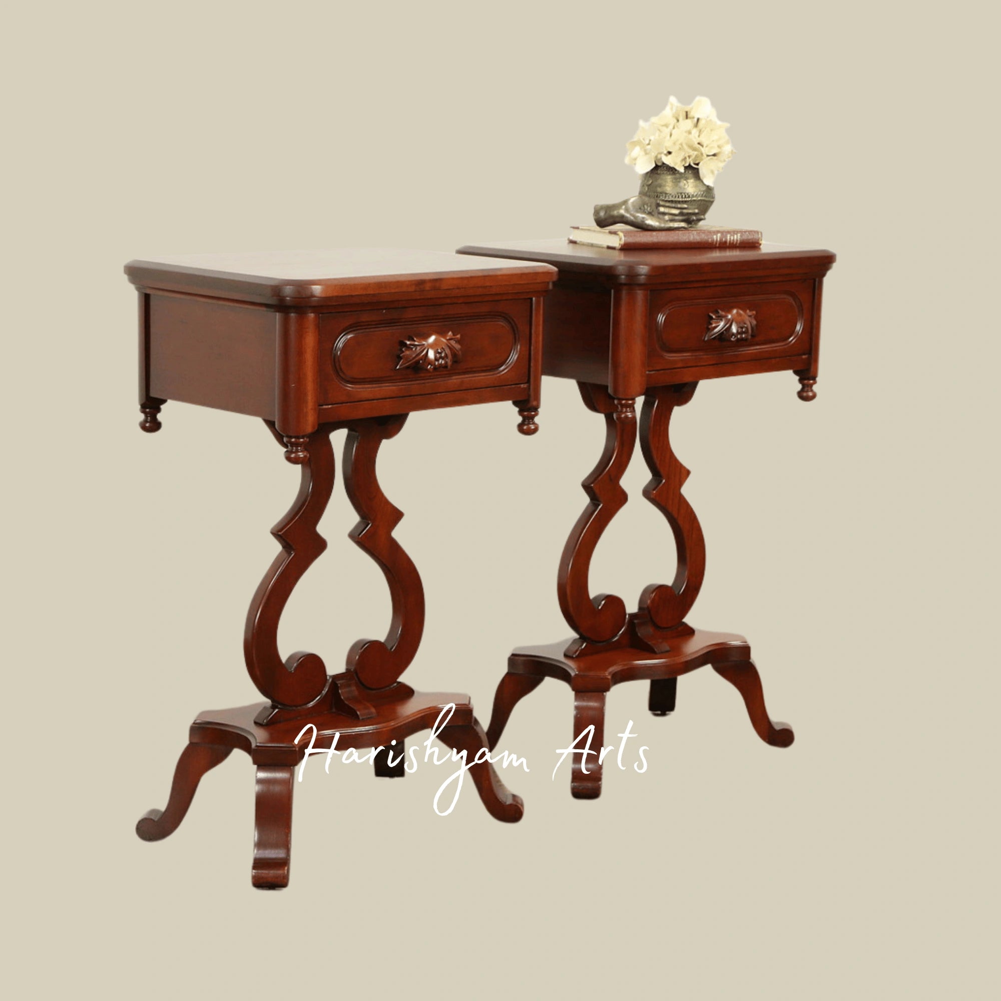 Rustic Antique Style Wooden Bedside Cabinet