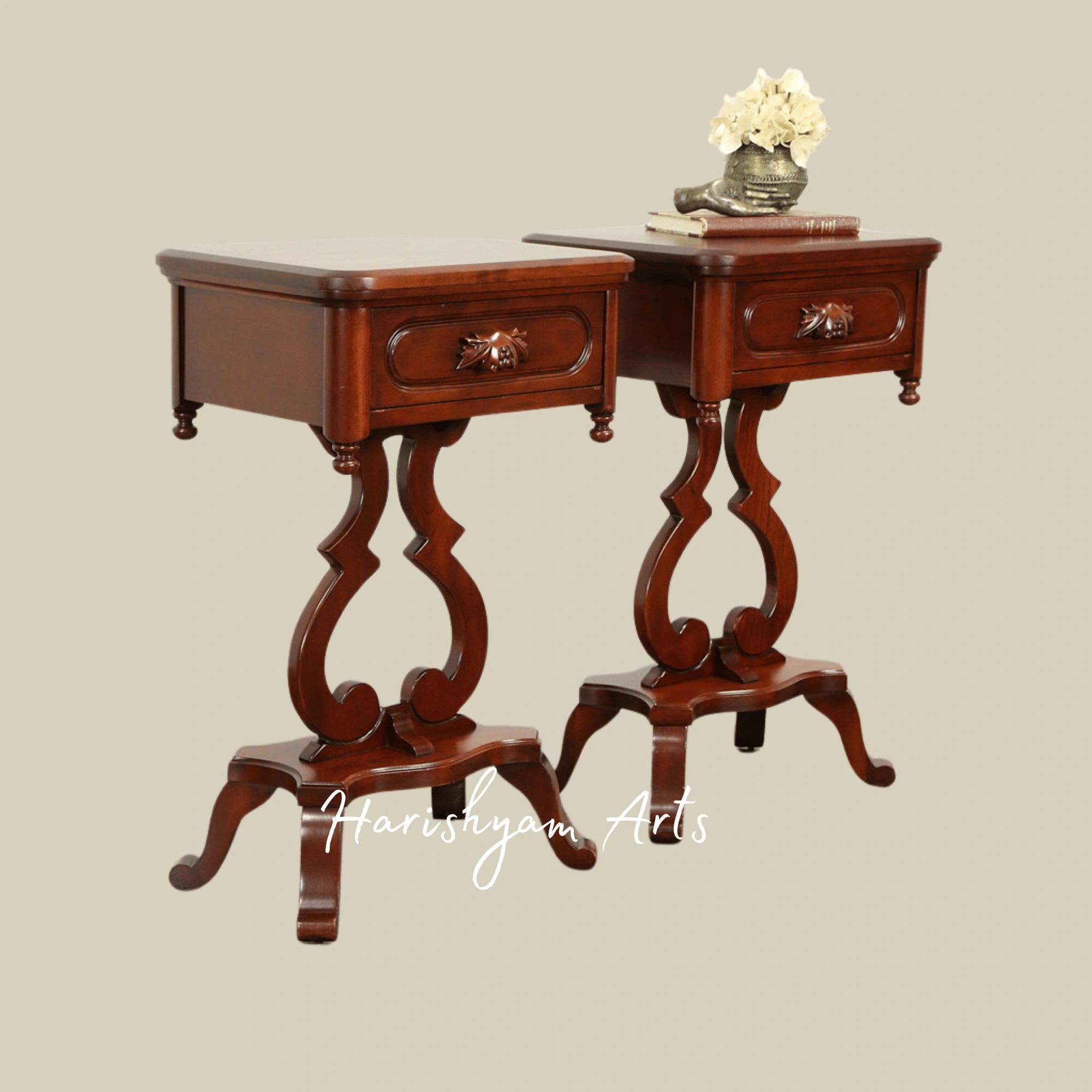 Rustic Antique Style Wooden Bedside Cabinet