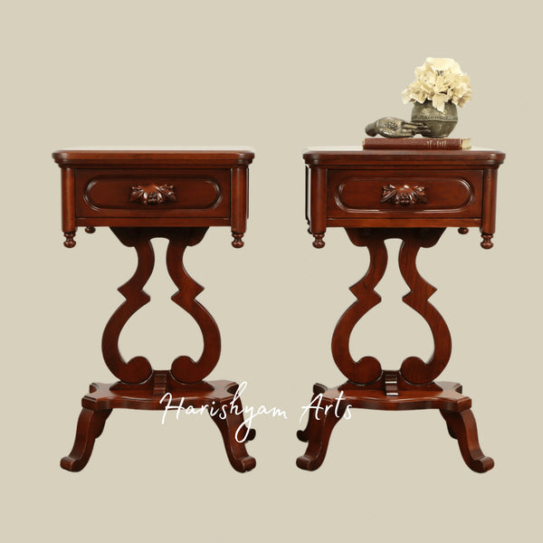 Rustic Antique Style Wooden Bedside Cabinet