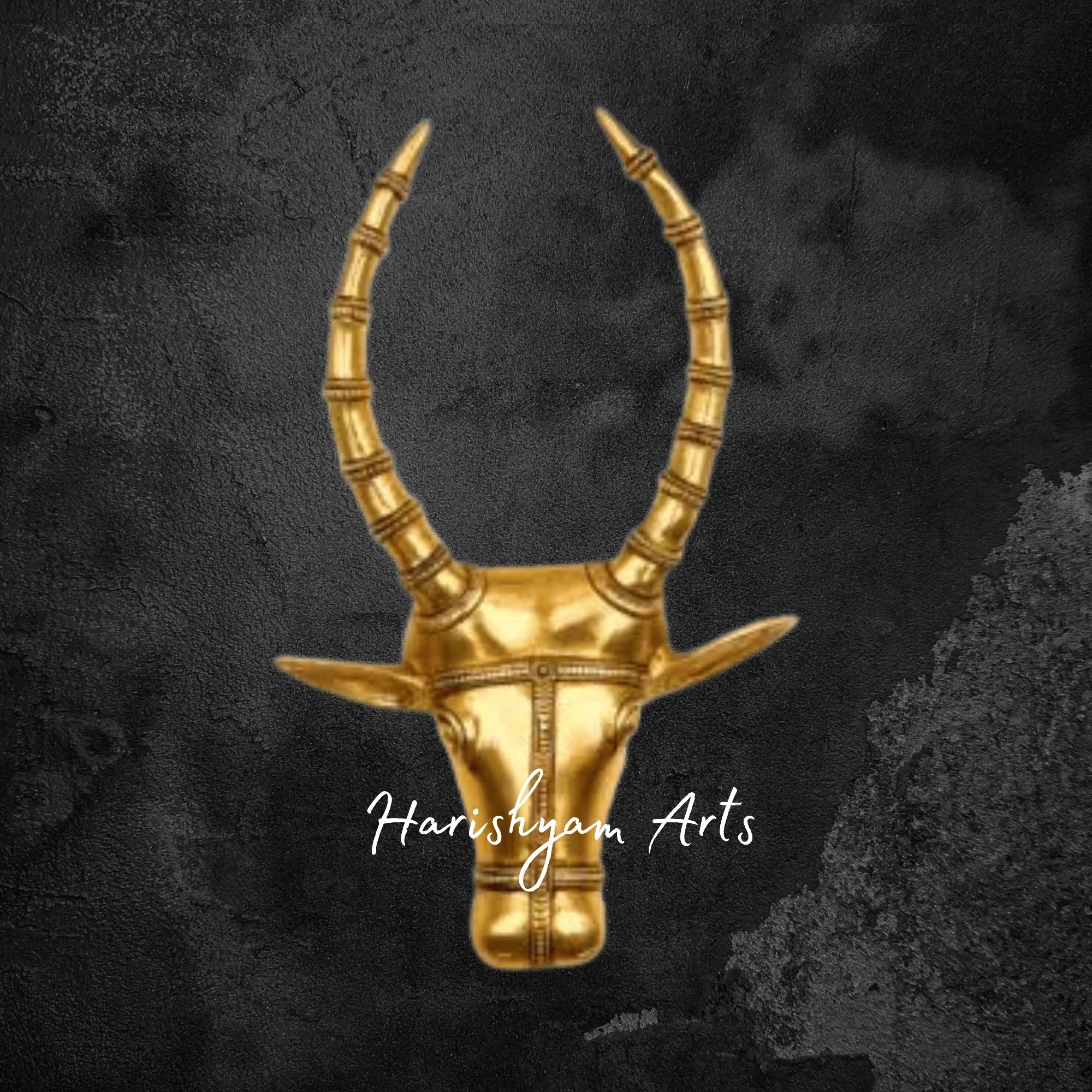Sacred Brass Nandi Bull Head Wall Hanging for Temple Rooms
