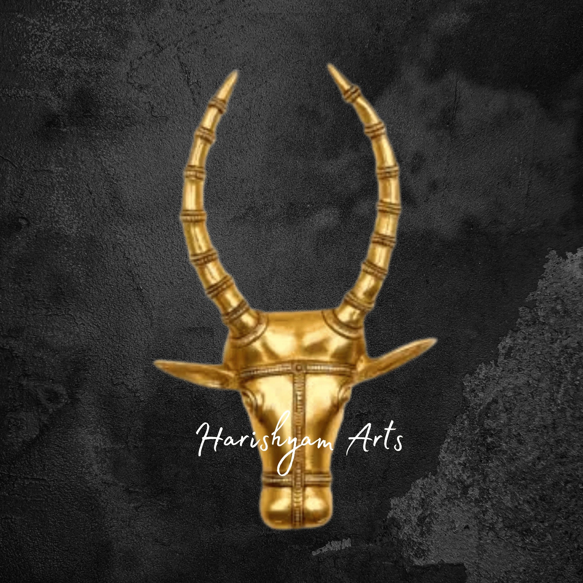 Sacred Brass Nandi Bull Head Wall Hanging for Temple Rooms