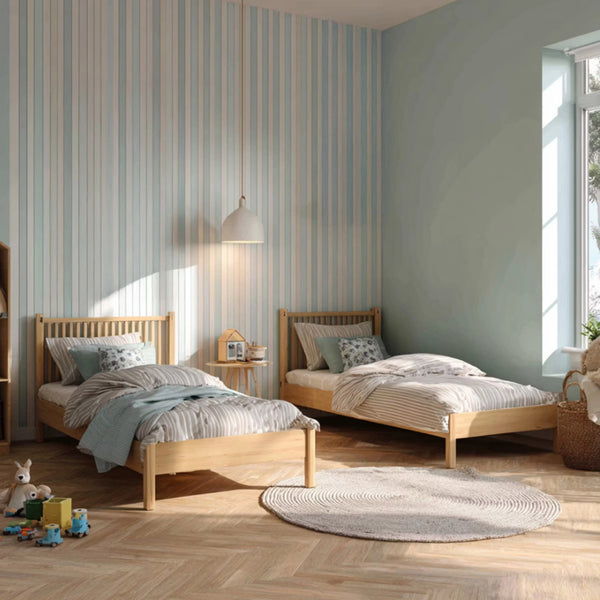 Serene Nordic-Style Kids Bedroom with Twin Beds and Natural Light