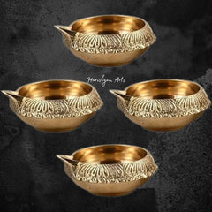 Set of 4 Brass Kuber Diyas for Pooja