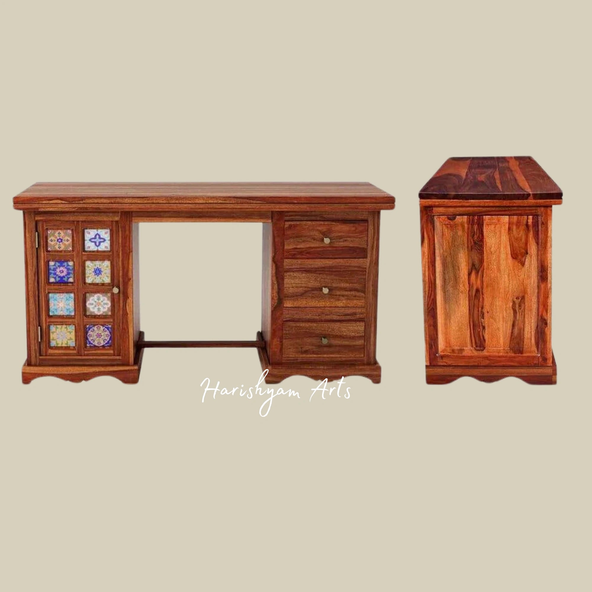 Sheesham Wood Writing Table in Honey Oak Polish