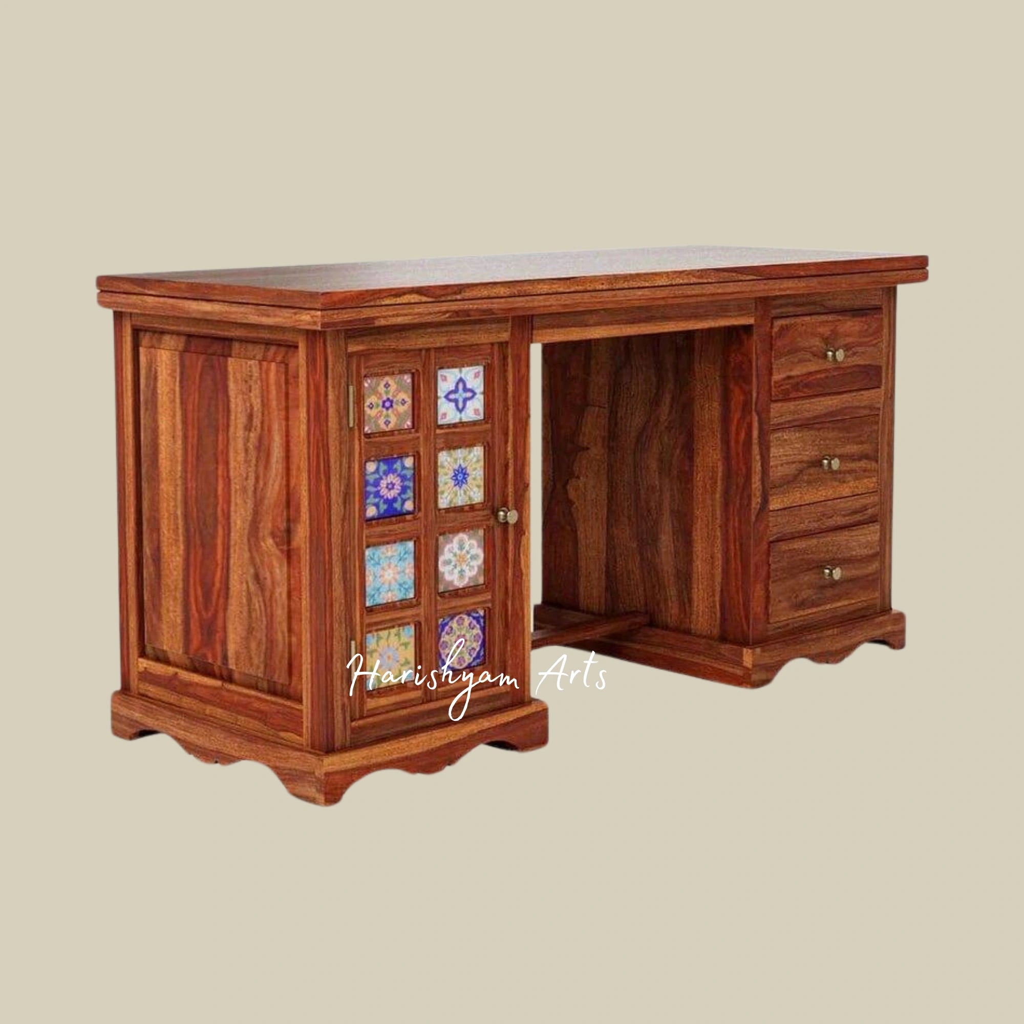 Sheesham Wood Writing Table in Honey Oak Polish