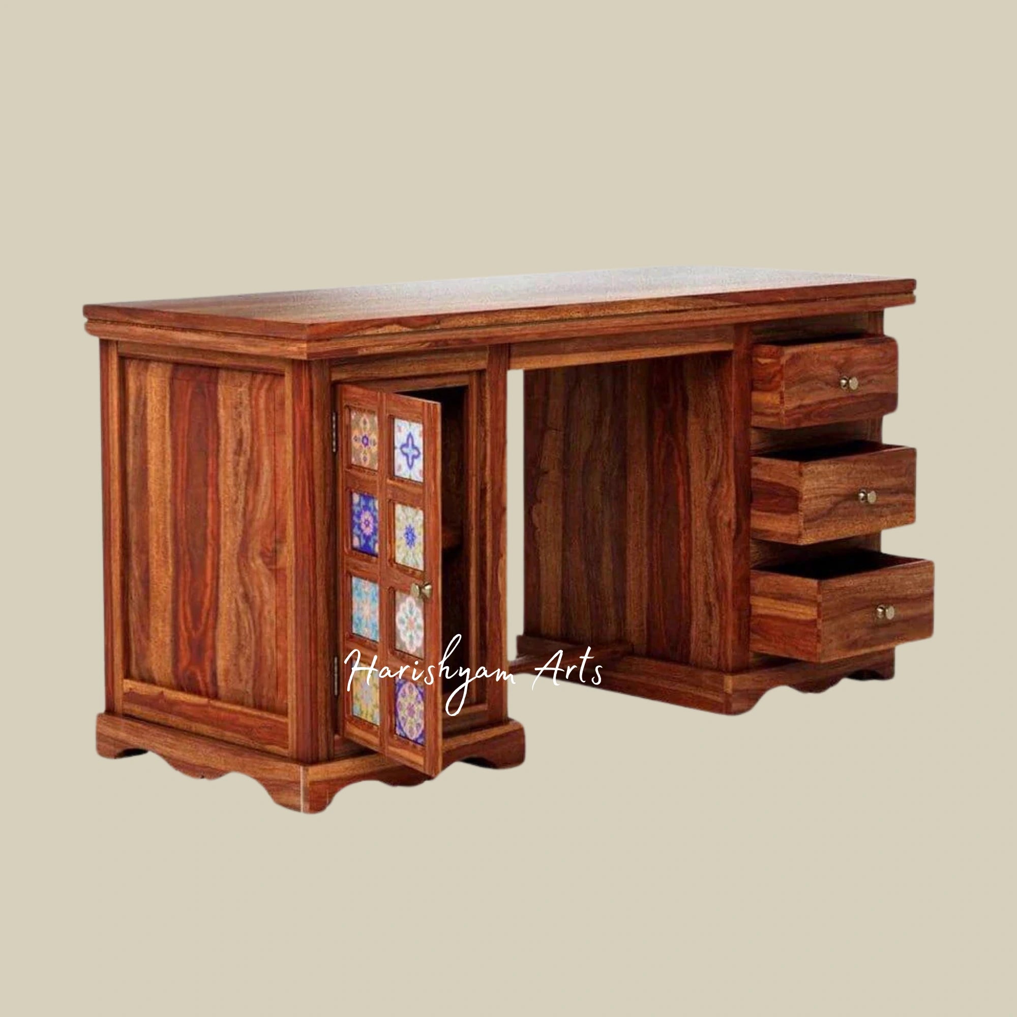 Sheesham Wood Writing Table in Honey Oak Polish