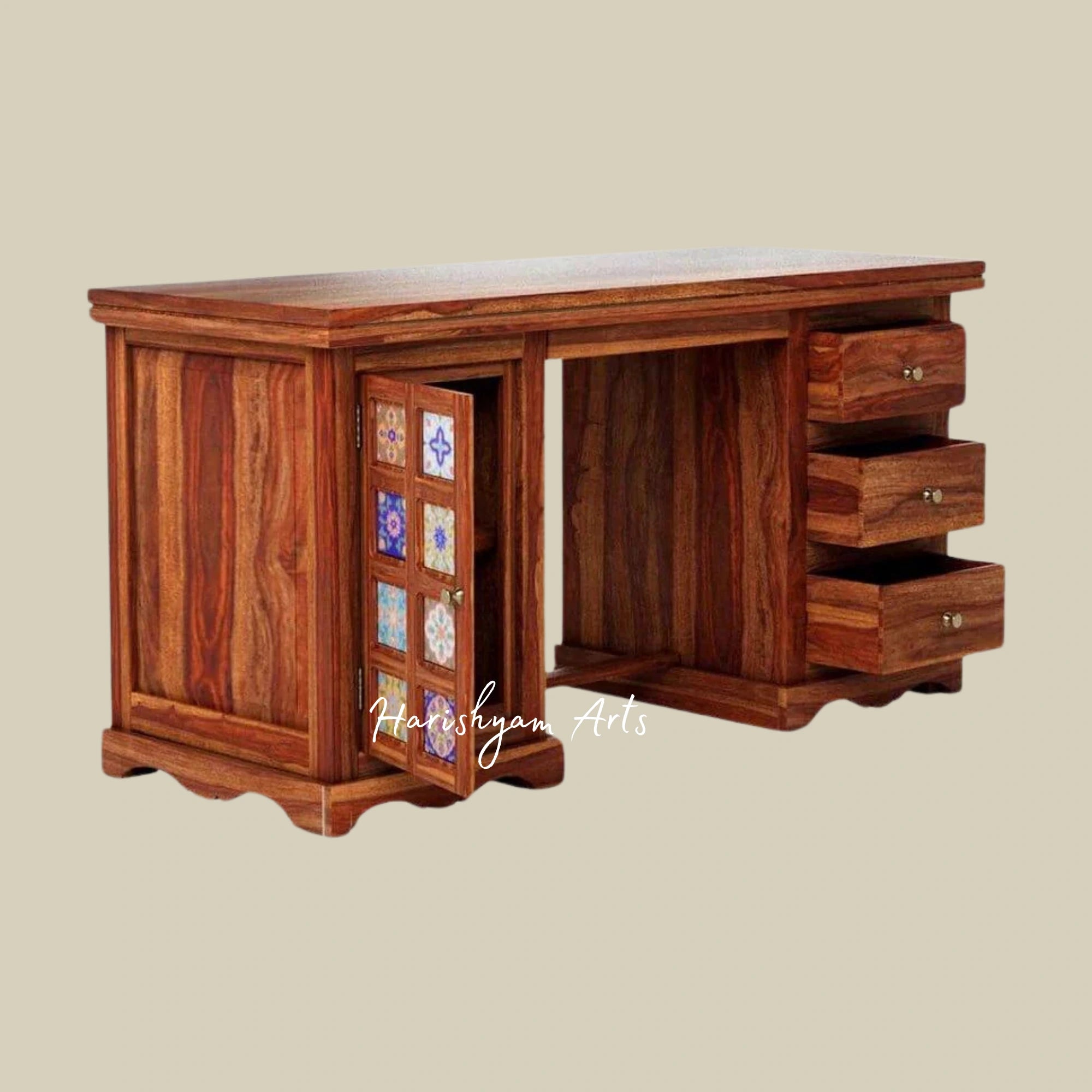 Sheesham Wood Writing Table in Honey Oak Polish