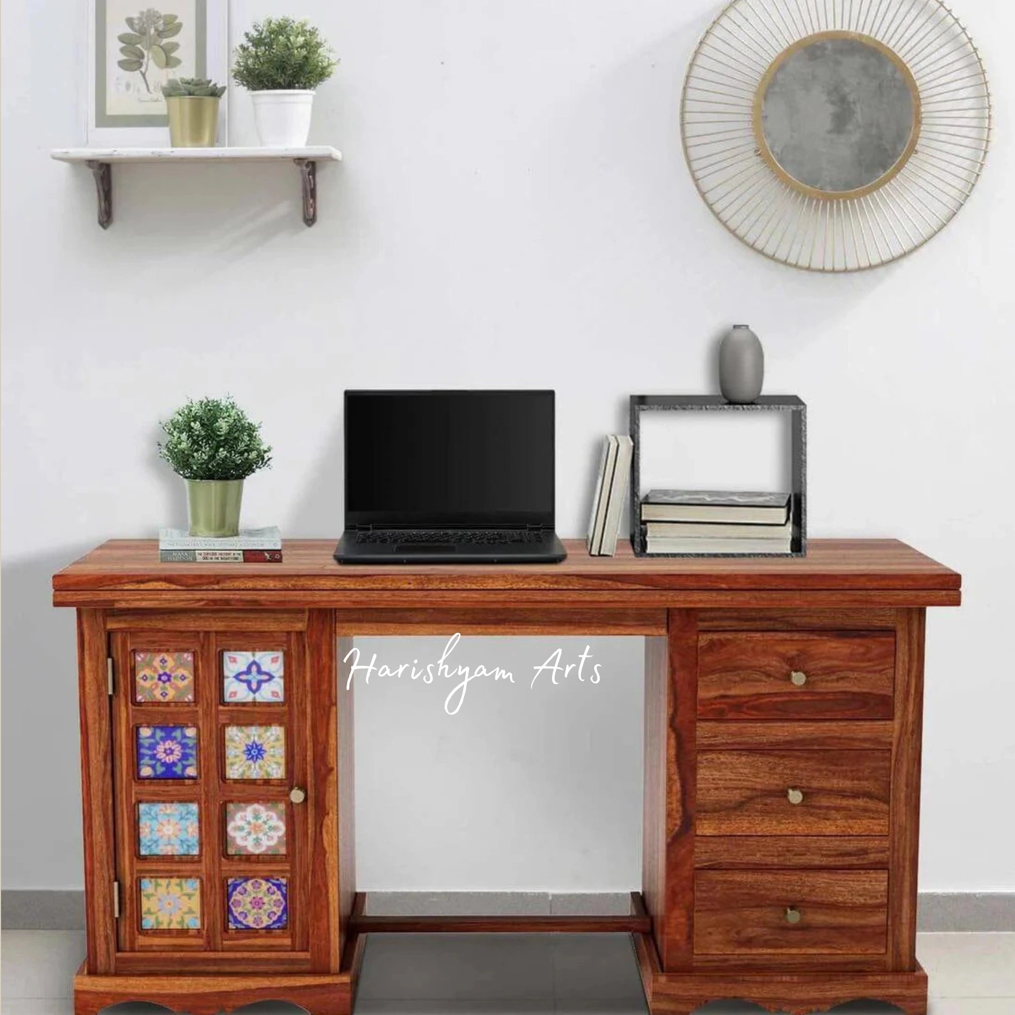 Sheesham Wood Writing Table in Honey Oak Polish