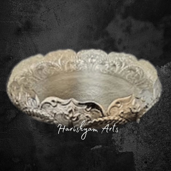 Silver-Tone Brass Urli Bowl for Elegant Pooja and Interior Decoration