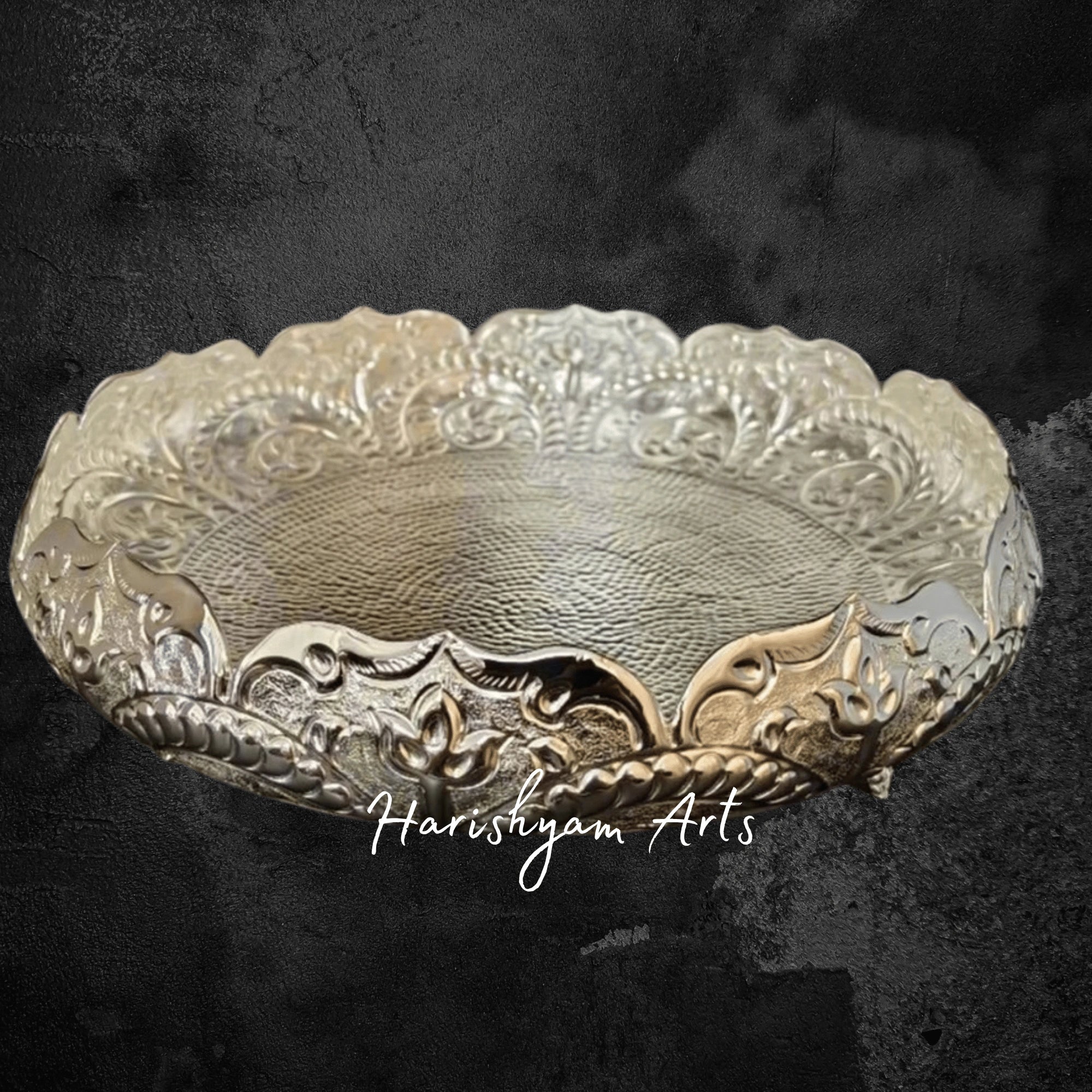 Silver-Tone Brass Urli Bowl for Elegant Pooja and Interior Decoration