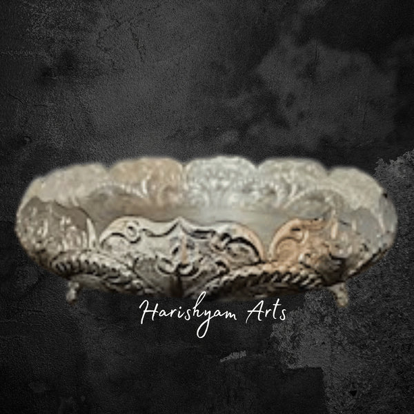Silver-Tone Brass Urli Bowl for Elegant Pooja and Interior Decoration