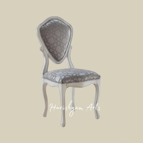 Silver Elegance Dining Chair with Diamond Upholstery