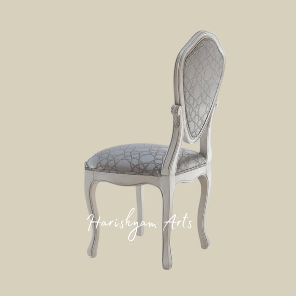 Silver Elegance Dining Chair with Diamond Upholstery