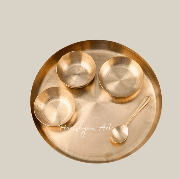 Six Piece Kansa Thali Set for Complete Traditional Indian Dining