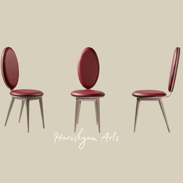 Sleek Neo-Classic Dining Chair with Upholstered Oval Back