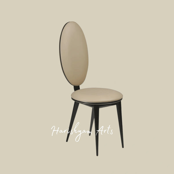 Sleek Neo-Classic Dining Chair with Upholstered Oval Back