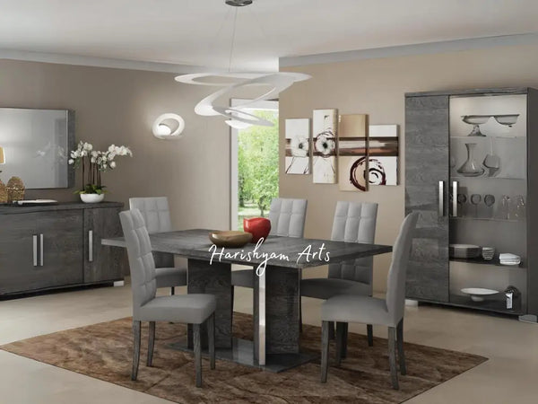 Sleek Silver Birch 7-Piece Contemporary Dining Set