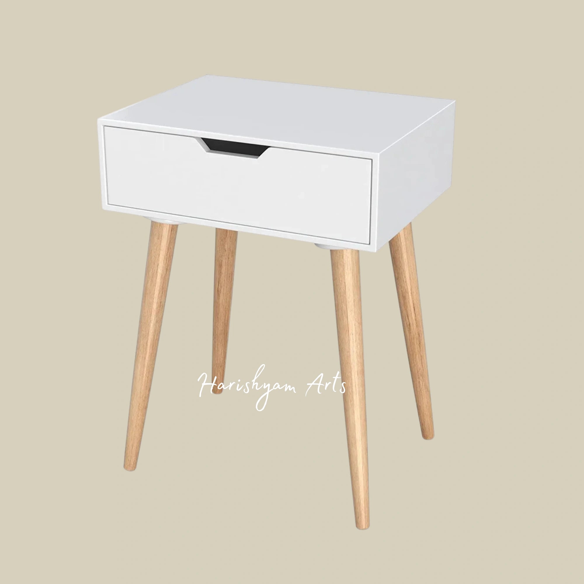 Sleek White Bedside Table with Storage