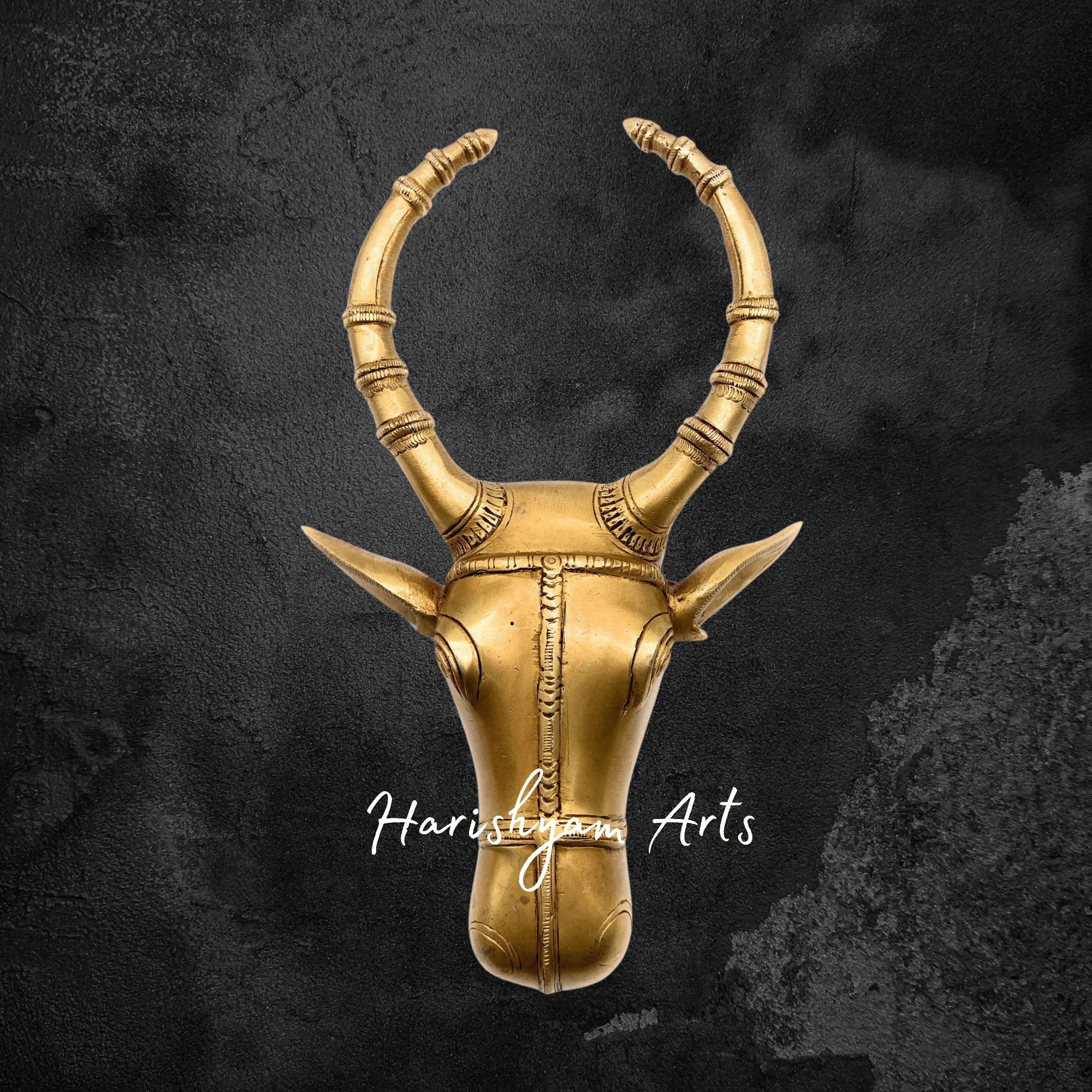 Spiritual Wall Hanging of Brass Bull Head for Mandir and Entryways
