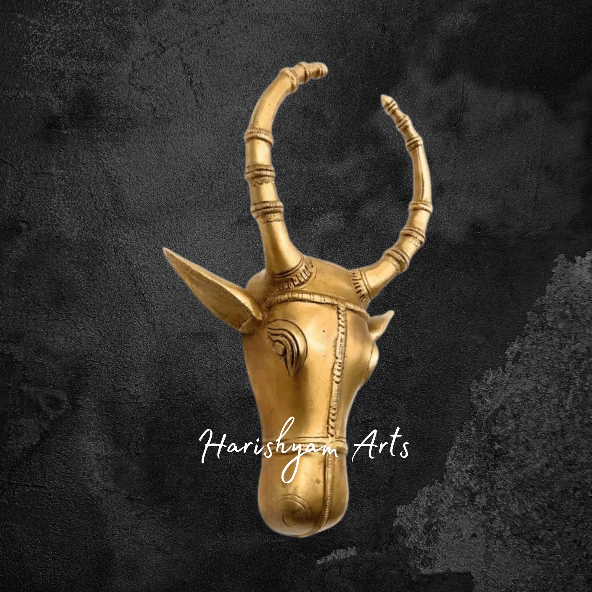 Spiritual Wall Hanging of Brass Bull Head for Mandir and Entryways