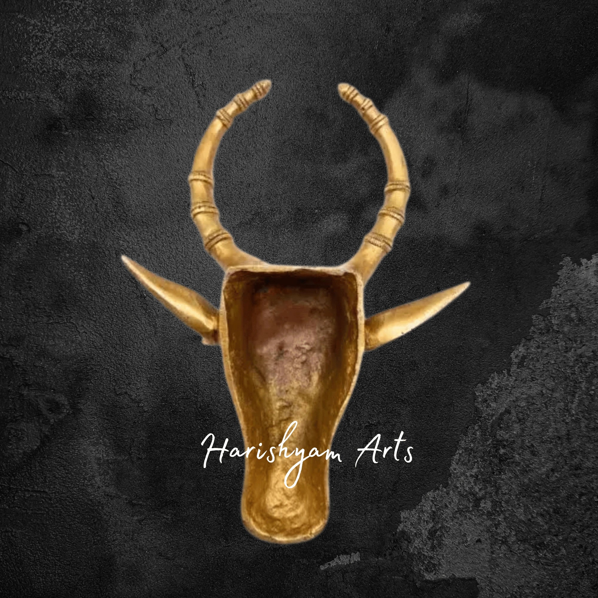 Spiritual Wall Hanging of Brass Bull Head for Mandir and Entryways