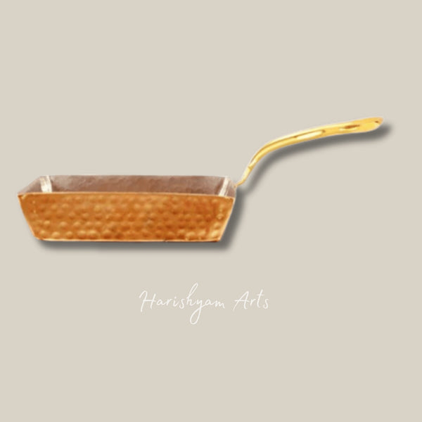 Square Hammered Copper Pan with Tin Lining for Unique Cooking and Serveware