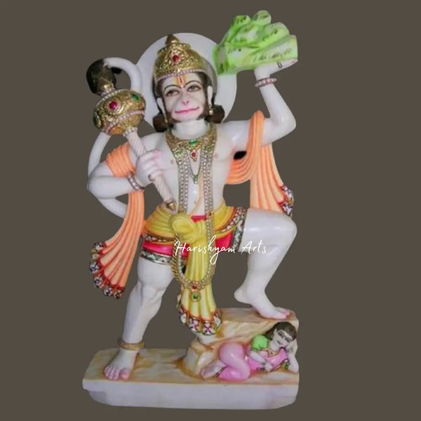 Standing Hanuman Deity In White Marble