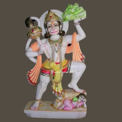 Standing Hanuman Deity In White Marble
