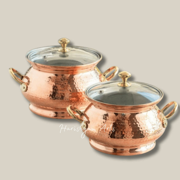 Steel Lined Copper Hammered Biryani Handi for Rich Taste and Aroma