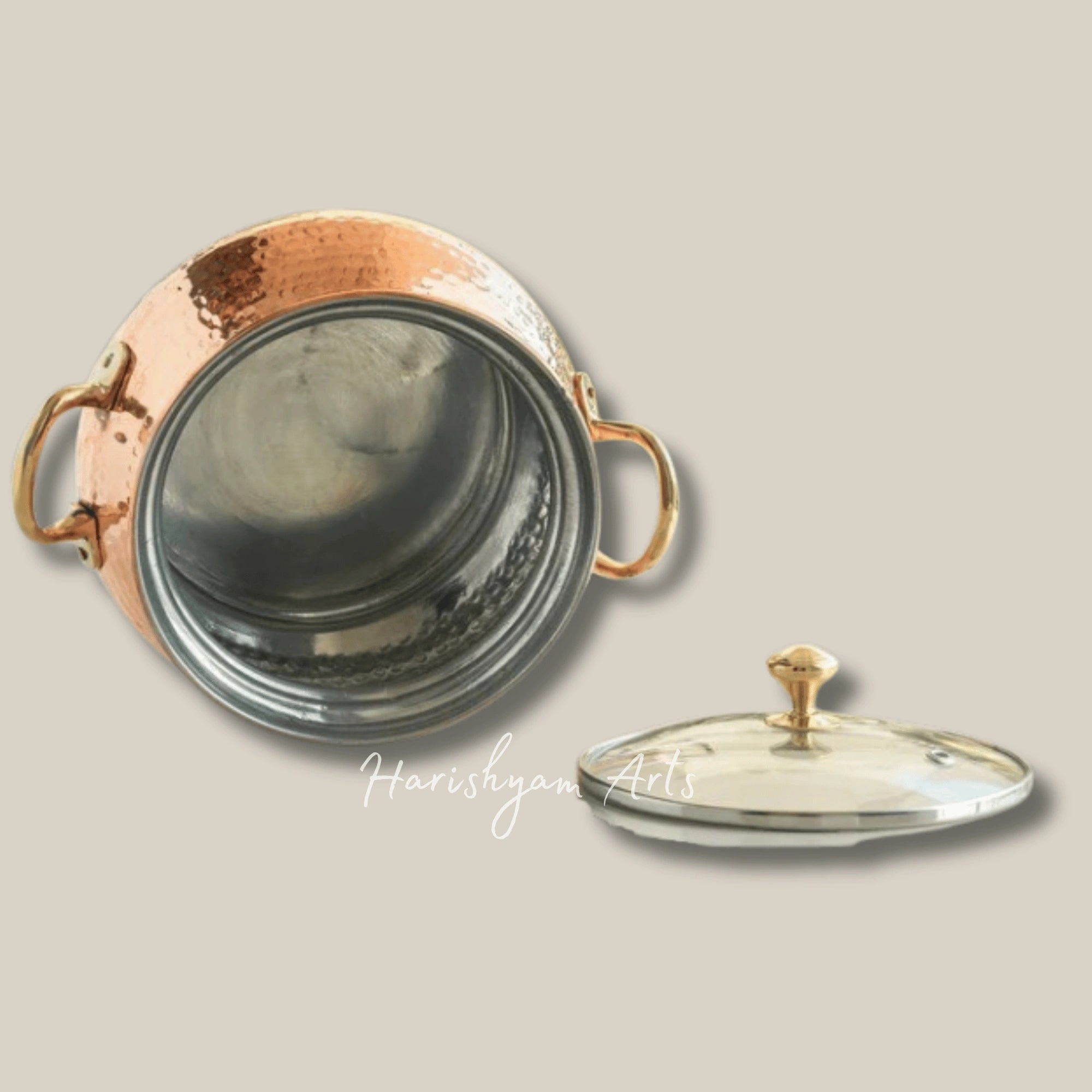 Steel Lined Copper Hammered Biryani Handi for Rich Taste and Aroma