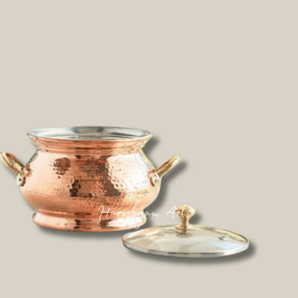 Steel Lined Copper Hammered Biryani Handi for Rich Taste and Aroma