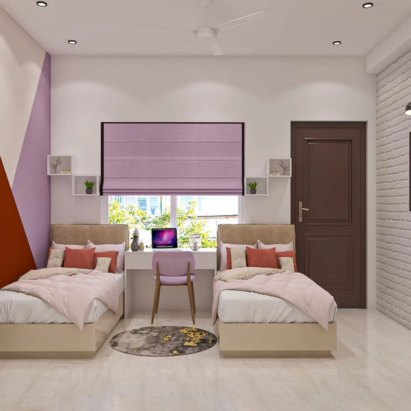 Stylish Study Bedroom for Kids with LED Backlit Wall and Earth Map Decor