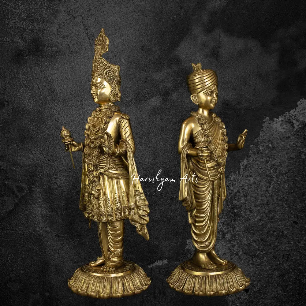 Swaminarayan and Gunatitanand Swami Brass Statue 29"