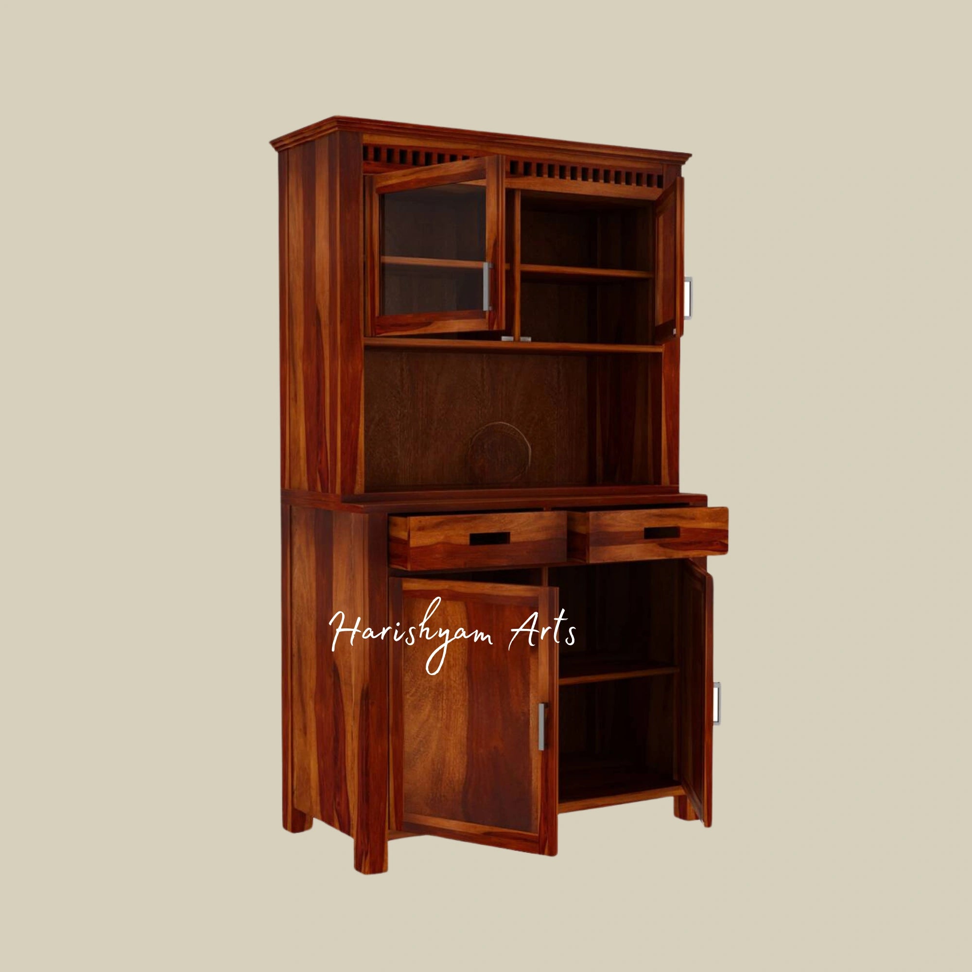 Tall Wine Bar Cabinet with Glass Holders and Storage Compartments