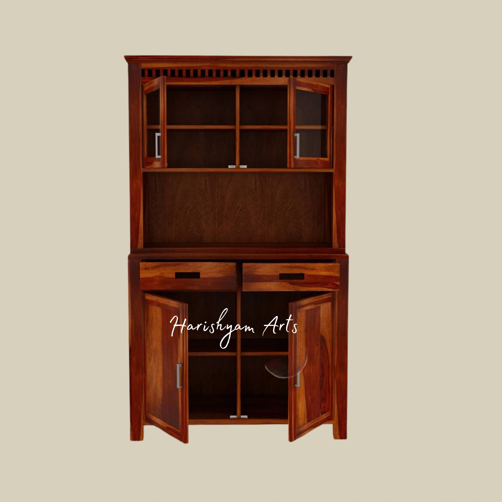 Tall Wine Bar Cabinet with Glass Holders and Storage Compartments