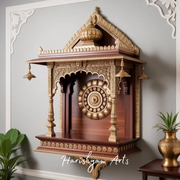 Teak Wall Mandir with premium craftsmanship