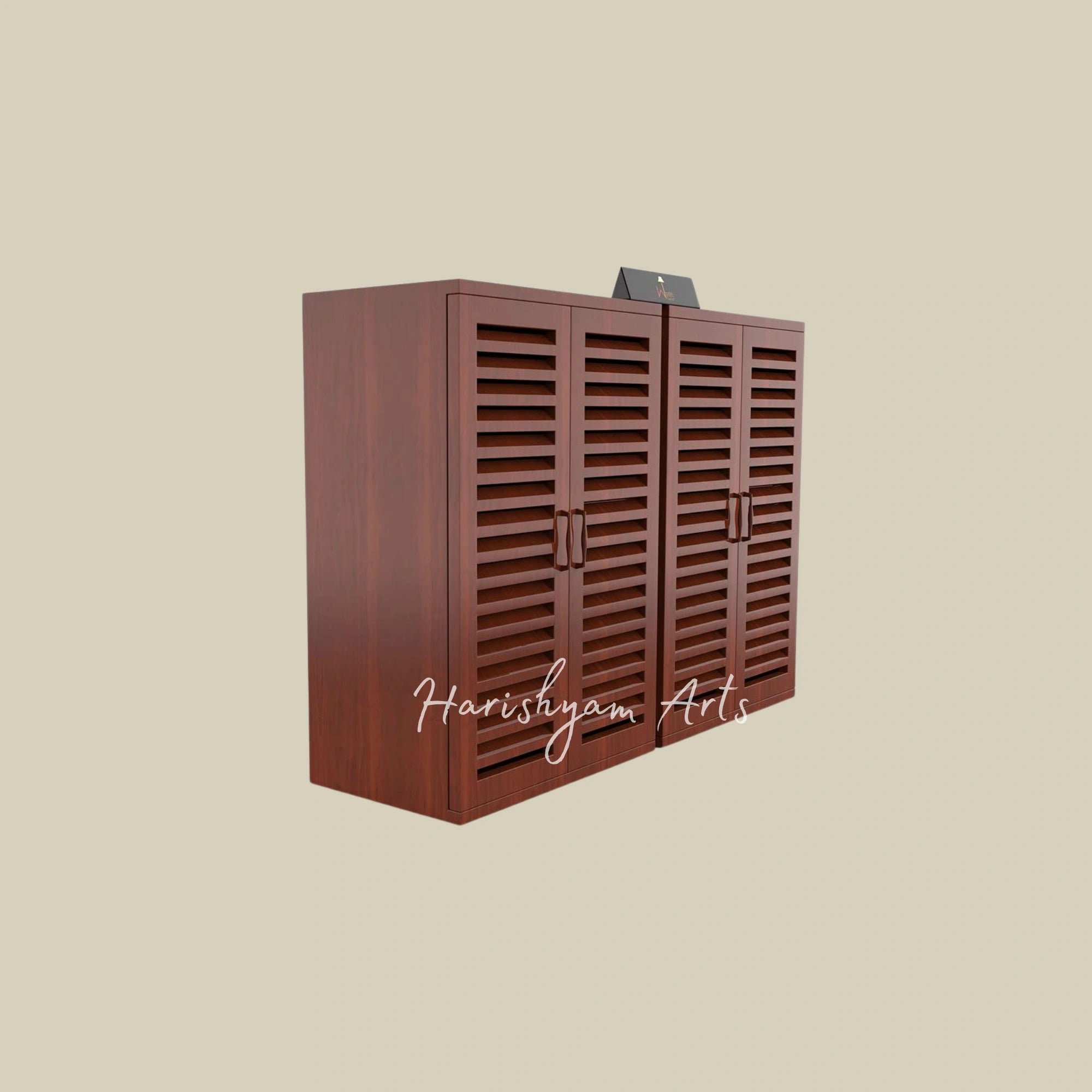 Teak Wood Shoe Rack Cabinet with Unique Wooden Twist Design1