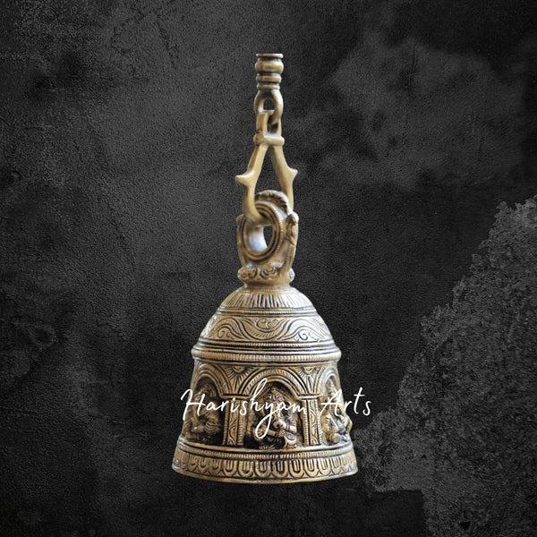 Temple Bell with Intricate Brass Ganesha Engraving