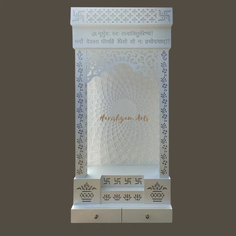 100" Corian Mandir Design with Lighted Om Panel