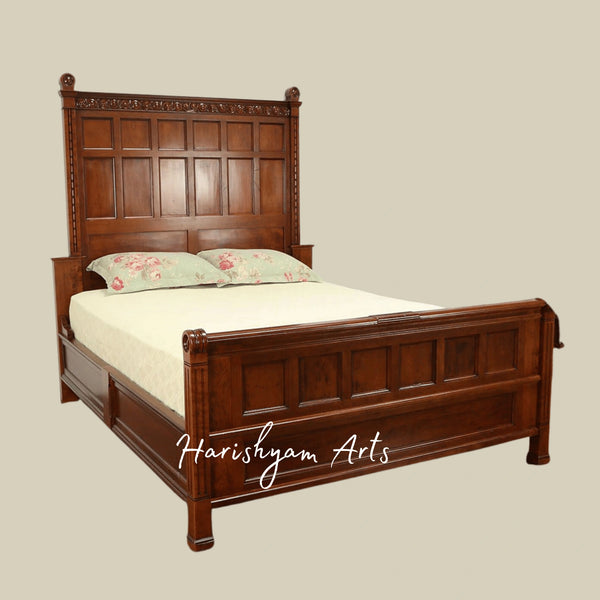 Timeless Antique Wooden Bed Handcrafted Victorian Style with Ornate Details