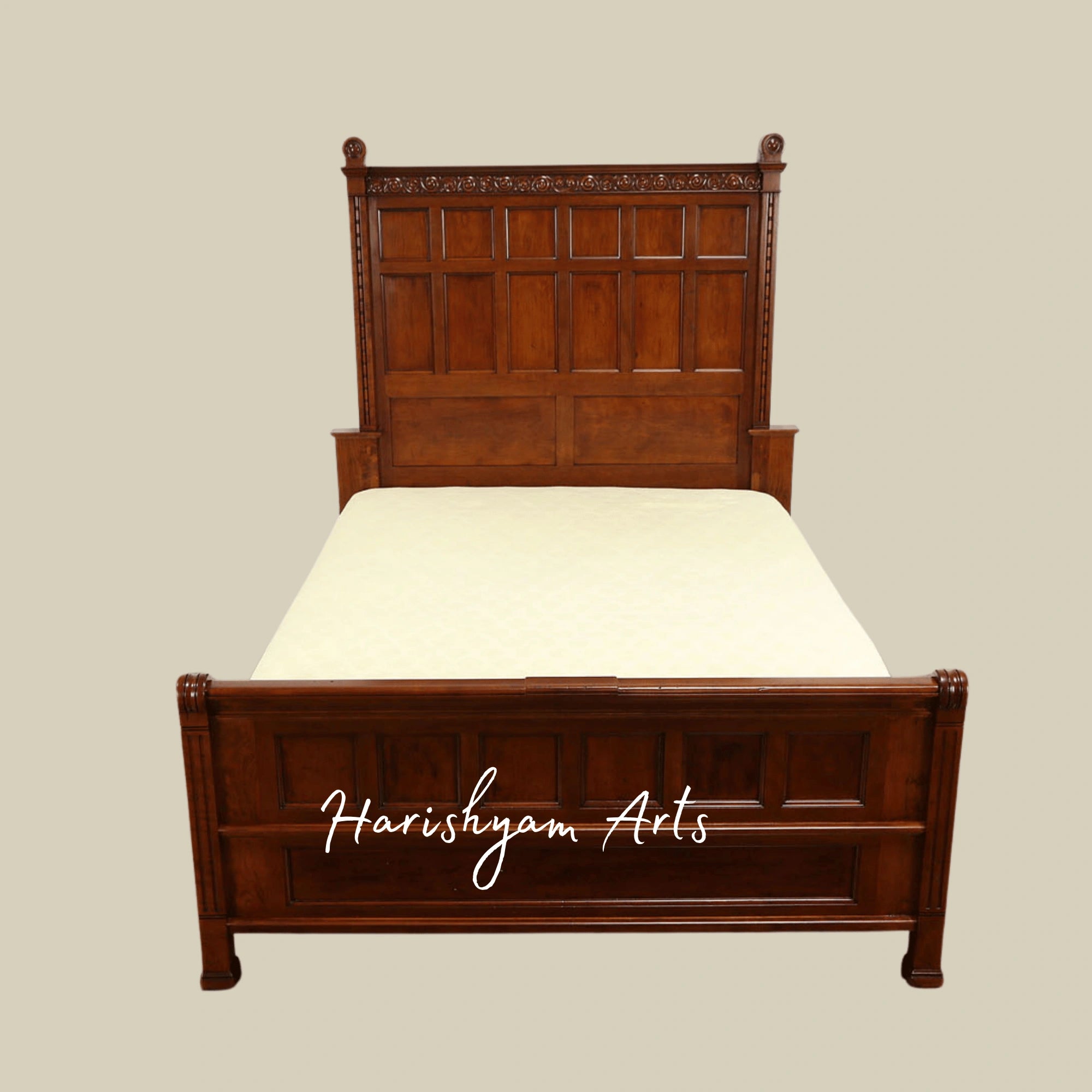Timeless Antique Wooden Bed Handcrafted Victorian Style with Ornate Details