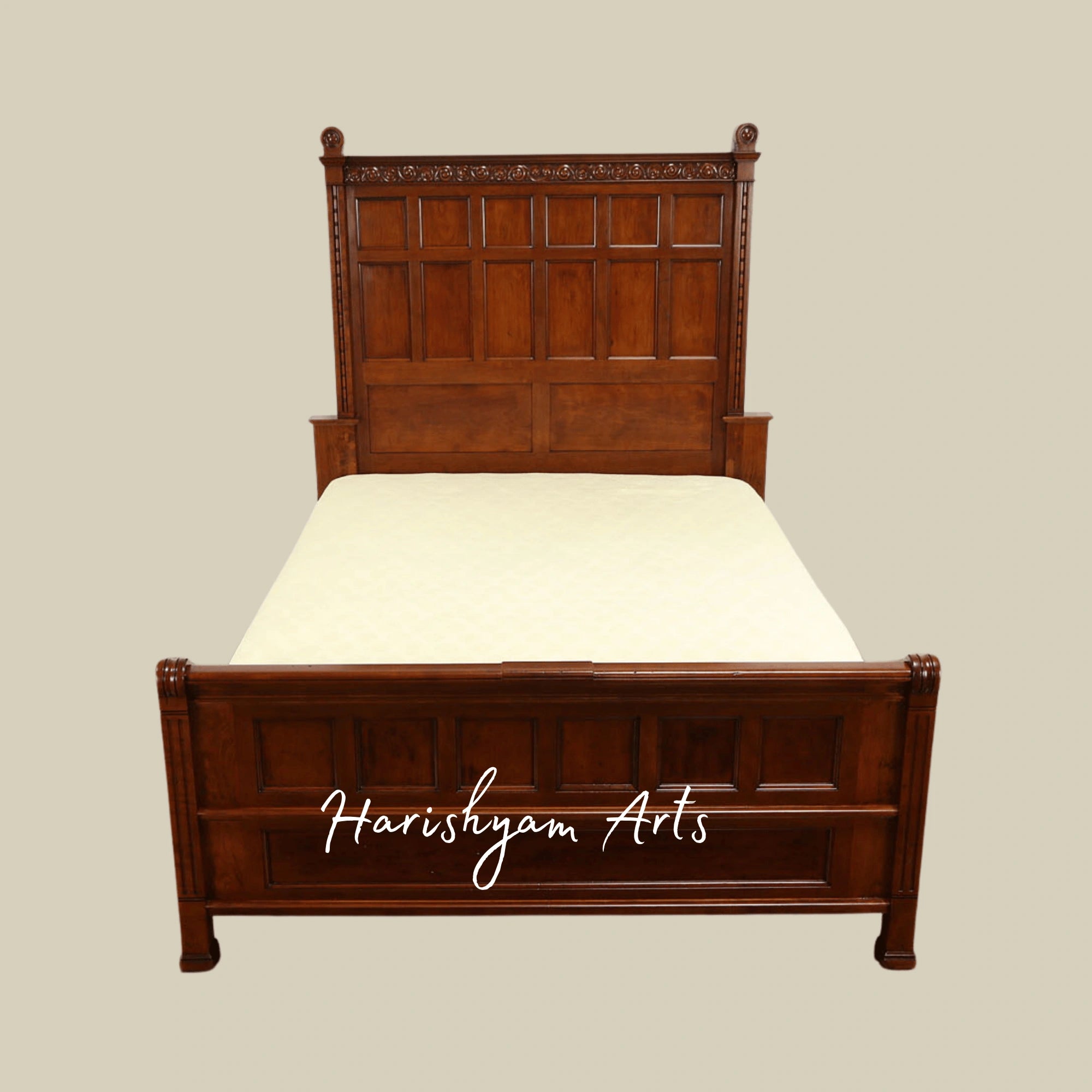 Timeless Antique Wooden Bed Handcrafted Victorian Style with Ornate Details